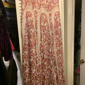 Long beige  flowered skirt, never worn!!